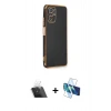 MARSİLYAN™- Redmi Note 10 Kılıf Yankı Serisi - Siyah 3D Antistatik Seramik Nano Ekran Koruyucu + Kamera Lens Koruma Cam - SF