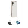 MARSİLYAN™- Redmi Note 10 Kılıf Yankı Serisi - Siyah 3D Antistatik Seramik Nano Ekran Koruyucu + Kamera Lens Koruma Cam - SF