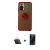 MARSİLYAN™- Redmi Note 10 Kılıf Yörünge Çizgi - Siyah 3D Antistatik Hayalet Cam Ekran Koruyucu + Kamera Lens Koruma Cam - SF