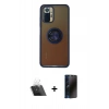 MARSİLYAN™- Redmi Note 10 Kılıf Yörünge Çizgi - Siyah 3D Antistatik Hayalet Cam Ekran Koruyucu + Kamera Lens Koruma Cam - SF