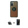 MARSİLYAN™- Redmi Note 10 Kılıf Yörünge Çizgi - Siyah 3D Antistatik Hayalet Cam Ekran Koruyucu + Kamera Lens Koruma Cam - SF
