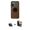 MARSİLYAN™- Redmi Note 10 Kılıf Yörünge Çizgi - Siyah 3D Antistatik Mat Seramik Nano Ekran Koruyucu + Kamera Lens Koruma Cam - SF