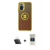MARSİLYAN™- Redmi Note 10 Kılıf Yörünge Çizgi - Siyah 5D Hayalet Cam Ekran Koruyucu + Kamera Lens Koruma Cam - SF