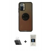 MARSİLYAN™- Redmi Note 10 Kılıf Yörünge Çizgi - Siyah 5D Hayalet Cam Ekran Koruyucu + Kamera Lens Koruma Cam - SF