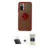 MARSİLYAN™- Redmi Note 10 Kılıf Yörünge Çizgi - Siyah 5D Hayalet Cam Ekran Koruyucu + Kamera Lens Koruma Cam - SF