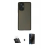 MARSİLYAN™- Redmi Note 10 Pro Kılıf Ahenk Çizgi Serisi - Siyah 3D Antistatik Hayalet Cam Ekran Koruyucu + Kamera Lens Koruma Cam - SF