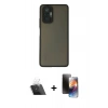 MARSİLYAN™- Redmi Note 10 Pro Kılıf Ahenk Çizgi Serisi - Siyah 3D Antistatik Mat Seramik Nano Ekran Koruyucu + Kamera Lens Koruma Cam - SF