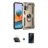 MARSİLYAN™- Redmi Note 10 Pro Kılıf Ahenk Klasik Koleksiyonu - Siyah 3D Antistatik Hayalet Cam Ekran Koruyucu + Kamera Lens Koruma Cam - SF
