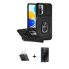 MARSİLYAN™- Redmi Note 10 Pro Kılıf Ahenk Klasik - Siyah 3D Antistatik Hayalet Cam Ekran Koruyucu + Kamera Lens Koruma Cam - SF