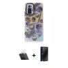 MARSİLYAN™- Redmi Note 10 Pro Kılıf Siluet Çizgi Koleksiyonu - Siyah 3D Antistatik Hayalet Cam Ekran Koruyucu + Kamera Lens Koruma Cam - SF
