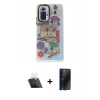 MARSİLYAN™- Redmi Note 10 Pro Kılıf Siluet Çizgi Koleksiyonu - Siyah 3D Antistatik Hayalet Cam Ekran Koruyucu + Kamera Lens Koruma Cam - SF