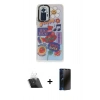 MARSİLYAN™- Redmi Note 10 Pro Kılıf Siluet Çizgi Koleksiyonu - Siyah 3D Antistatik Hayalet Cam Ekran Koruyucu + Kamera Lens Koruma Cam - SF