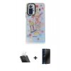 MARSİLYAN™- Redmi Note 10 Pro Kılıf Siluet Çizgi Koleksiyonu - Siyah 3D Antistatik Hayalet Cam Ekran Koruyucu + Kamera Lens Koruma Cam - SF