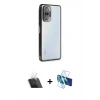 MARSİLYAN™- Redmi Note 10 Pro Kılıf Vadi Minimal - Siyah 3D Antistatik Cam Ekran Koruyucu + Kamera Lens Koruma Cam - SF