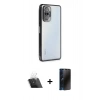 MARSİLYAN™- Redmi Note 10 Pro Kılıf Vadi Minimal - Siyah 3D Antistatik Hayalet Cam Ekran Koruyucu + Kamera Lens Koruma Cam - SF