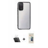 MARSİLYAN™- Redmi Note 11 Kılıf Vadi Minimal - Siyah 6D Mat Seramik Hayalet Nano Ekran Koruyucu + Kamera Lens Koruma Cam - SF
