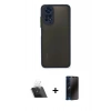 MARSİLYAN™- Redmi Note 11 Pro Kılıf Ahenk Çizgi Serisi - Siyah 3D Antistatik Hayalet Cam Ekran Koruyucu + Kamera Lens Koruma Cam - SF