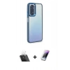 MARSİLYAN™- Redmi Note 11 Pro Kılıf Eksen Doku Prime - Şeffaf Pasifik Cam Ekran Koruyucu + Kamera Lens Koruma Cam - SF