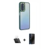 MARSİLYAN™- Redmi Note 11 Pro Kılıf Eksen Doku Prime - Siyah 3D Antistatik Hayalet Cam Ekran Koruyucu + Kamera Lens Koruma Cam - SF