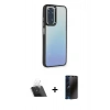 MARSİLYAN™- Redmi Note 11 Pro Kılıf Eksen Doku Prime - Siyah 3D Antistatik Hayalet Cam Ekran Koruyucu + Kamera Lens Koruma Cam - SF