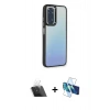 MARSİLYAN™- Redmi Note 11 Pro Kılıf Eksen Doku Prime - Siyah 3D Antistatik Seramik Nano Ekran Koruyucu + Kamera Lens Koruma Cam - SF