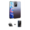 MARSİLYAN™- Redmi Note 11 Pro Kılıf Kıvılcım Minimal Özel Seri - Siyah 3D Antistatik Hayalet Cam Ekran Koruyucu + Kamera Lens Koruma Cam - SF
