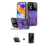 MARSİLYAN™- Redmi Note 11 Pro Kılıf Kıvılcım Modern Serisi - Siyah 3D Antistatik Hayalet Cam Ekran Koruyucu + Şeffaf Kamera Lens Koruma Cam