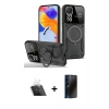 MARSİLYAN™- Redmi Note 11 Pro Kılıf Kıvılcım Modern Serisi - Siyah 3D Antistatik Hayalet Cam Ekran Koruyucu + Şeffaf Kamera Lens Koruma Cam