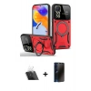 MARSİLYAN™- Redmi Note 11 Pro Kılıf Kıvılcım Modern Serisi - Siyah 3D Antistatik Hayalet Cam Ekran Koruyucu + Şeffaf Kamera Lens Koruma Cam