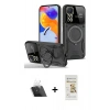 MARSİLYAN™- Redmi Note 11 Pro Kılıf Kıvılcım Modern Serisi - Siyah Mat Seramik Nano Ekran Koruyucu + Kamera Lens Koruma Cam - SF