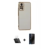 MARSİLYAN™- Redmi Note 11 Pro Kılıf Yankı Serisi - Siyah 3D Antistatik Hayalet Cam Ekran Koruyucu + Kamera Lens Koruma Cam - SF