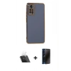 MARSİLYAN™- Redmi Note 11 Pro Kılıf Yankı Serisi - Siyah 3D Antistatik Hayalet Cam Ekran Koruyucu + Kamera Lens Koruma Cam - SF