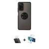 MARSİLYAN™- Redmi Note 11 Pro Kılıf Yörünge Çizgi - Siyah 3D Antistatik Cam Ekran Koruyucu + Şeffaf Kamera Lens Koruma Cam