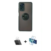 MARSİLYAN™- Redmi Note 11 Pro Kılıf Yörünge Çizgi - Siyah 3D Antistatik Cam Ekran Koruyucu + Şeffaf Kamera Lens Koruma Cam