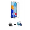MARSİLYAN™- Redmi Note 11S Kılıf Zirve Doku - Siyah 3D Antistatik Cam Ekran Koruyucu + Kamera Lens Koruma Cam - SF