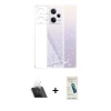 MARSİLYAN™- Redmi Note 12 5G Kılıf Zirve Doku - Şeffaf Pasifik Cam Ekran Koruyucu + Kamera Lens Koruma Cam - SF