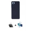 MARSİLYAN™- Redmi Note 12 Pro 4G Kılıf Ahenk Serisi - Siyah 3D Antistatik Cam Ekran Koruyucu + Kamera Lens Koruma Cam - SF