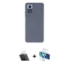 MARSİLYAN™- Redmi Note 12 Pro 4G Kılıf Ahenk Serisi - Siyah 3D Antistatik Cam Ekran Koruyucu + Şeffaf Kamera Lens Koruma Cam