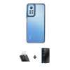 MARSİLYAN™- Redmi Note 12 Pro 4G Kılıf Eksen Doku Prime - Siyah 3D Antistatik Hayalet Cam Ekran Koruyucu + Kamera Lens Koruma Cam - SF