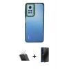 MARSİLYAN™- Redmi Note 12 Pro 4G Kılıf Eksen Doku Prime - Siyah 3D Antistatik Hayalet Cam Ekran Koruyucu + Kamera Lens Koruma Cam - SF