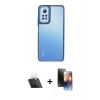 MARSİLYAN™- Redmi Note 12 Pro 4G Kılıf Eksen Doku Prime - Siyah 3D Antistatik Mat Seramik Nano Ekran Koruyucu + Şeffaf Kamera Lens Koruma Cam
