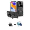 MARSİLYAN™- Redmi Note 12 Pro 4G Kılıf Kıvılcım Modern Serisi - Siyah 3D Antistatik Cam Ekran Koruyucu + Kamera Lens Koruma Cam - SF