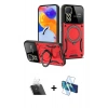 MARSİLYAN™- Redmi Note 12 Pro 4G Kılıf Kıvılcım Modern Serisi - Siyah 3D Antistatik Cam Ekran Koruyucu + Kamera Lens Koruma Cam - SF