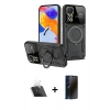 MARSİLYAN™- Redmi Note 12 Pro 4G Kılıf Kıvılcım Modern Serisi - Siyah 3D Antistatik Hayalet Cam Ekran Koruyucu + Kamera Lens Koruma Cam - SF