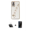 MARSİLYAN™- Redmi Note 12 Pro 4G Kılıf Nova Işık Prime - Siyah 3D Antistatik Hayalet Cam Ekran Koruyucu + Şeffaf Kamera Lens Koruma Cam
