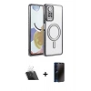 MARSİLYAN™- Redmi Note 12 Pro 4G Kılıf Zirve Doku Prime - Siyah 3D Antistatik Hayalet Cam Ekran Koruyucu + Kamera Lens Koruma Cam - SF