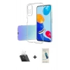 MARSİLYAN™- Redmi Note 12 Pro 4G Kılıf Zirve Doku - Şeffaf Pasifik Cam Ekran Koruyucu + Kamera Lens Koruma Cam - SF