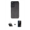 MARSİLYAN™- Redmi Note 12 Pro 4G Kılıf Zirve Yansıma Serisi - Siyah 3D Antistatik Hayalet Cam Ekran Koruyucu + Şeffaf Kamera Lens Koruma Cam