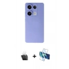 MARSİLYAN™- Redmi Note 13 4G Kılıf Ahenk Serisi - Siyah 3D Antistatik Cam Ekran Koruyucu + Şeffaf Kamera Lens Koruma Cam
