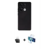 MARSİLYAN™- Redmi Note 13 4G Kılıf Ahenk Serisi - Siyah 3D Antistatik Cam Ekran Koruyucu + Şeffaf Kamera Lens Koruma Cam